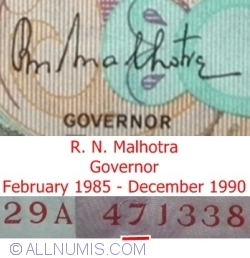 10 Rupees ND(1970-1990) - C - Signature R. N. Malhotra