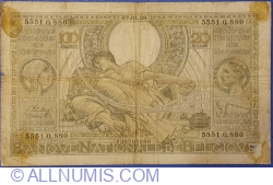 Image #1 of 100 Francs / Frank = 20 Belgas 1939 (07. I.)