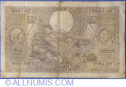 Image #1 of 100 Francs / Frank = 20 Belgas 1937 (26. I.)