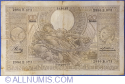 Image #1 of 100 Francs / Frank = 20 Belgas 1937 (21. I.)