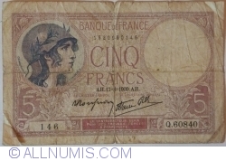 Image #1 of 5 Francs 1939 (17. VIII.)