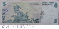 Image #2 of 5 Pesos ND (2003) - semnături Juan Carlos Fábrega / Amado Boudou