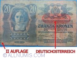 20 Kronen ND(1919) (Supratipar DEUTSCHOSTERREICH pe emisiunea Austria P#14)