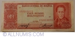 100 Pesos Bolivianos L. 1962 - signatures: Milton Paz / Vizcarra