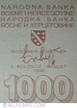 1000 Dinari 1992 (1. VIII.)
