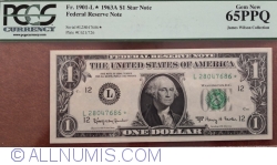 Image #1 of 1 Dolar 1963A - L - bancnotă cu „stea” (bancnotă de înlocuire)