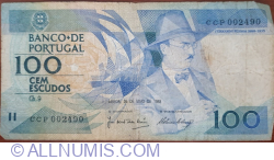Image #1 of 100 Escudos 1988 (26. V) - semnături José Alberto Tavares Moreira / António Carlos Feio Palmeiro Ribeiro