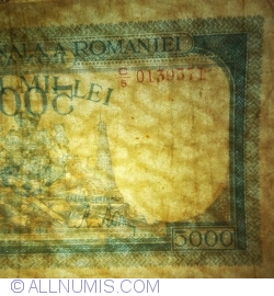 5000 Lei 1945 (20. III.) -  watermark: BNR vertical