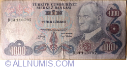 Image #1 of 1000 Lira L. 1970 (1979) - signatures İ. Hakki AYDINOĞLU, Tanju POLATKAN
