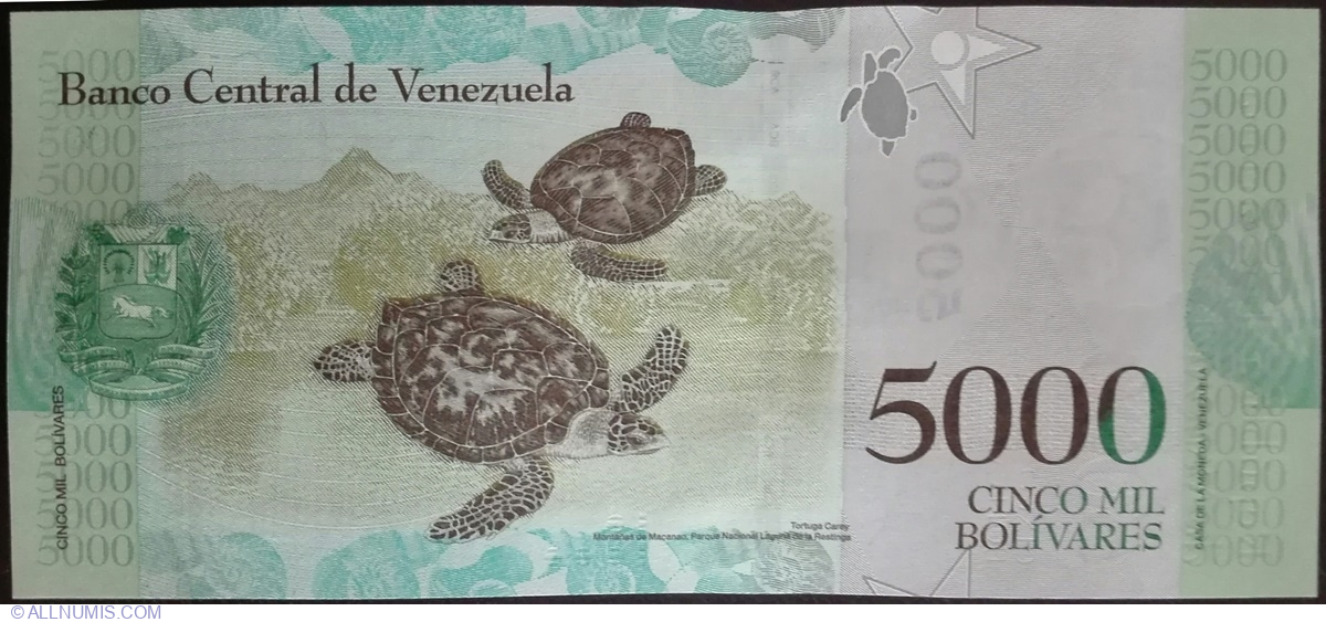 10 VENEZUELA UNC NOTES 5,000 5000 Bolivares 2017 Most Scarce Note in The Series