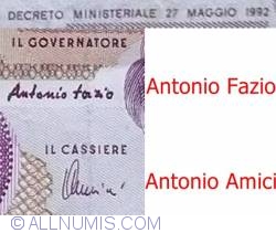 50,000 Lire 1992 - signatures Antonio Fazio / Antonio Amici