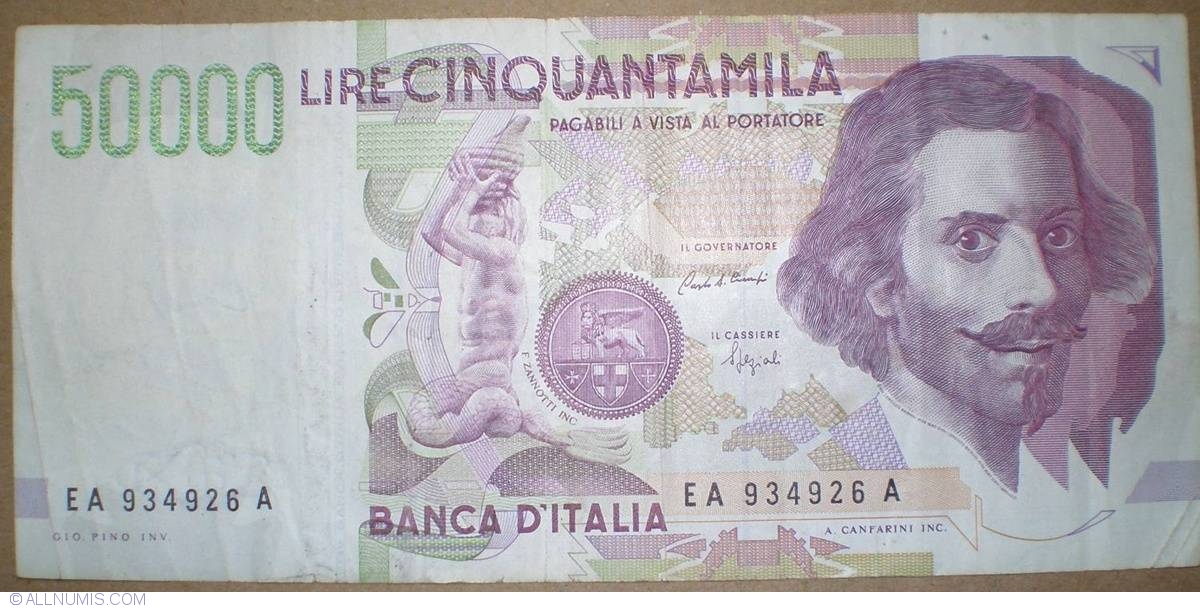 50,000 Lire 1992 - signatures Ciampi / Speziali, 1992 Issue (Bank of ...
