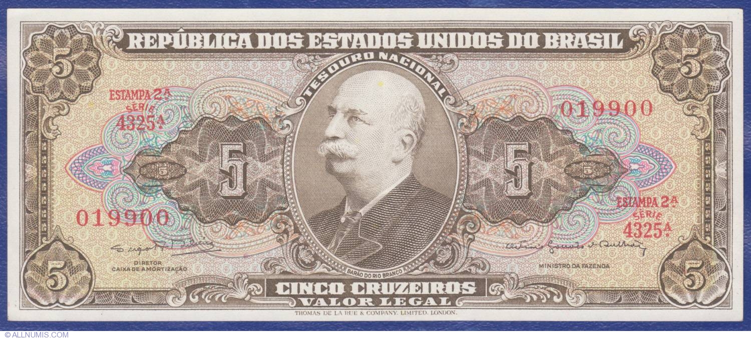 Brazil 5 Cruzeiros - Banknote - Uncirculated - Paper Money