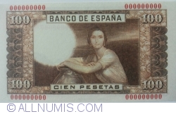 Image #2 of 100 Pesetas 1953 (7. IV.) - Reproducere