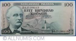 100 Kronur L.1961 - semnături J. Nordal / G. Hjartarson