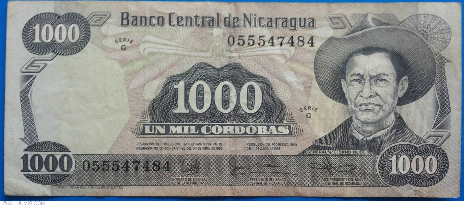 UNC P-156 * 1985 Nicaragua 1000 Cordobas Banknote 