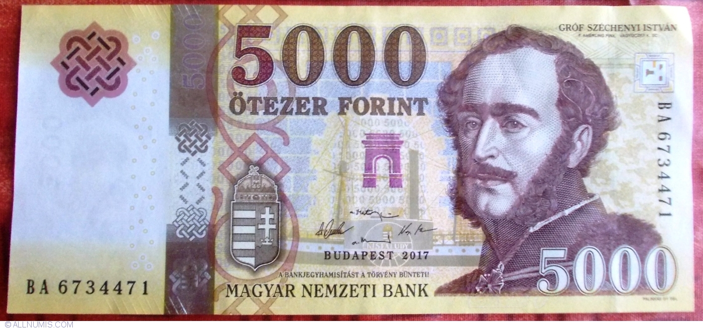 2017 2016 UNC Hungria Hungary 5000 5,000 Forint P-205a,banknotes 