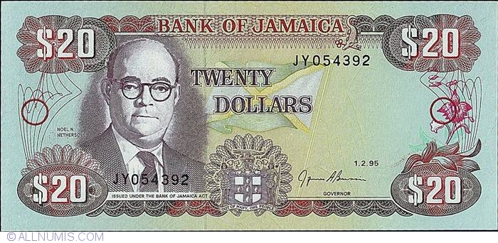 72e UNC Lemberg-Zp Jamaica 20 Dollars 1995 P 