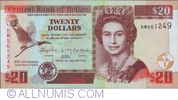 20 Dollars 2012 (1. I.) - 30 Years Of The Central Bank Of Belize