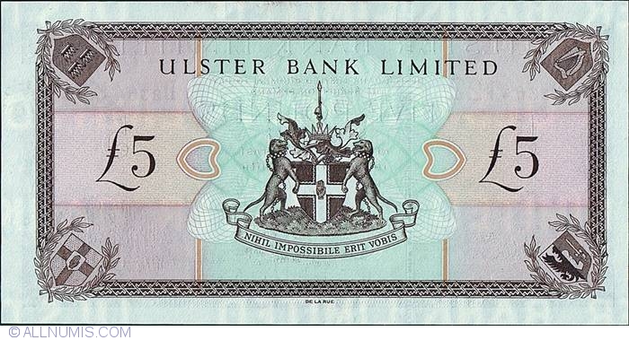 2001 P-335c Banknote Paper Money NORTHERN IRELAND Ulster Bank UNC 5 Pounds 